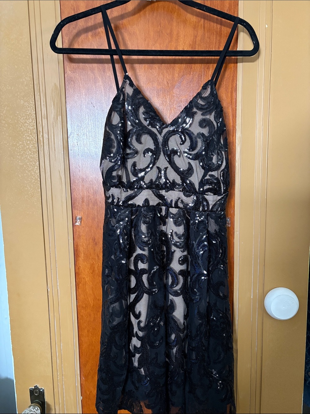 Windsor Black Sequin Lace Mini Dress